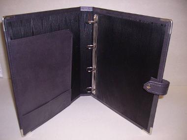 padded pu ring binder with moire silk lining